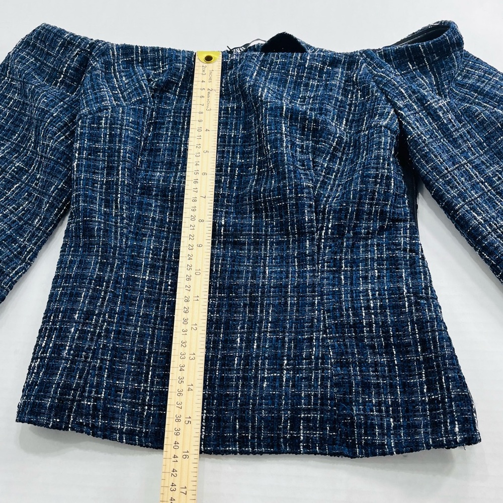✨ NWT Zara Off-Shoulder Tweed Top – Chic Statement Piece 💙✨ - Picture 8 of 12